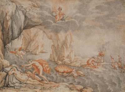 Peleus fanger den sovende Thetis af Ubekendt florentinsk