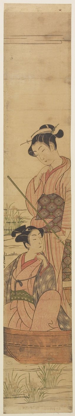 Ungt par i en båd under månen, ca. 1770-72 af Uchimasa