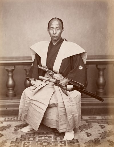 Samurai (Kiichi Harada), Nagasaki, Japan, ca. 1870 (en del overflade p skov t) af Ueno Hikoma