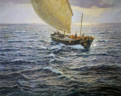 The Silver Hour, af Ugo Flumiani (1876-1938), olie af Ugo Flumiani
