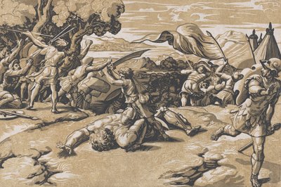 David og Goliat, ca. 1520-27. af Ugo da Carpi