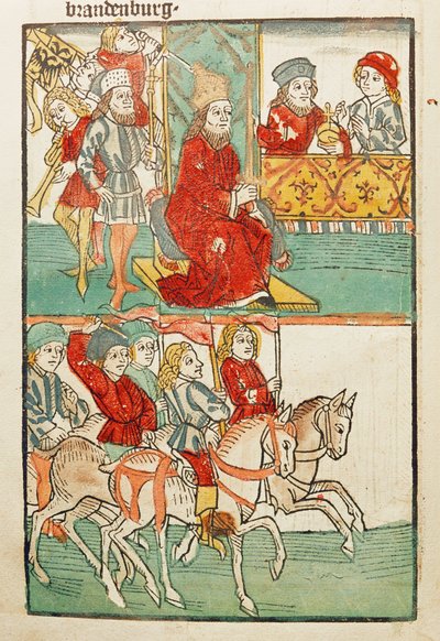 Belejring af kurfyrsten af Nürnberg, Friedrich von Hohenzollern, med Mark Brandenburg af kejser Sigismund ... af Ulrich von Richental