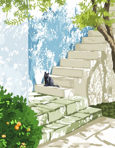 Black Cat Sunny Steps af Uma Gokhale