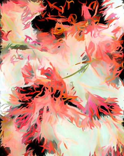 Livligt, blomsterinspireret abstrakt motiv af Uma Gokhale