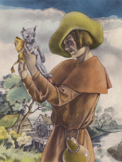 Brunelleschi-illustration til Contes et Nouvelles de La Fontaine (farvelitografi) af Umberto (after) Brunelleschi