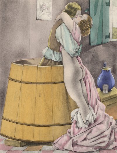Brunelleschi-illustration til Contes et Nouvelles de La Fontaine (farvelitografi) af Umberto (after) Brunelleschi