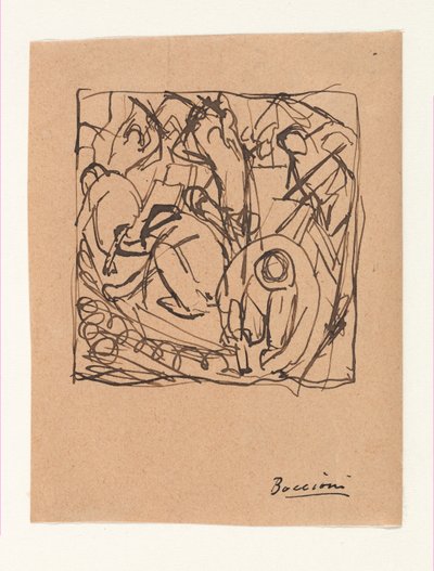 Kompositionsstudie für "Die Straßenpflasterer" af Umberto Boccioni