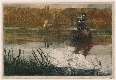 Sø med svaner af Umberto Boccioni