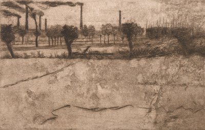 Landskab med industrianlæg, 1909. af Umberto Boccioni