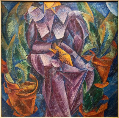Spiral vinkelret konstruktion. Siddende kvinde af Umberto Boccioni