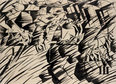 Tilstande i sindet: De som går, 1912 (blæk på papir) af Umberto Boccioni