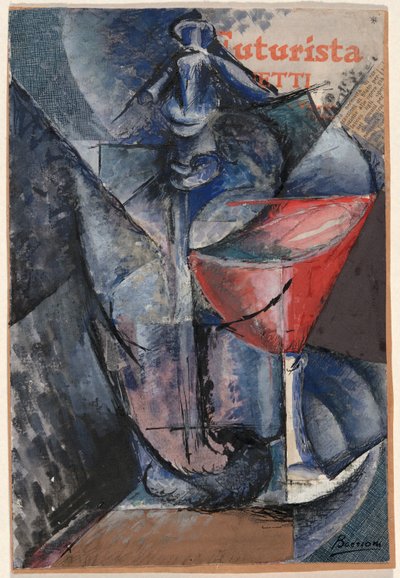 Stilleben: glas og sifon af Umberto Boccioni