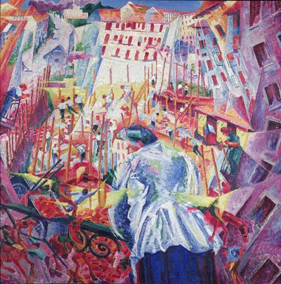 Gaden kommer ind i huset, 1911 af Umberto Boccioni
