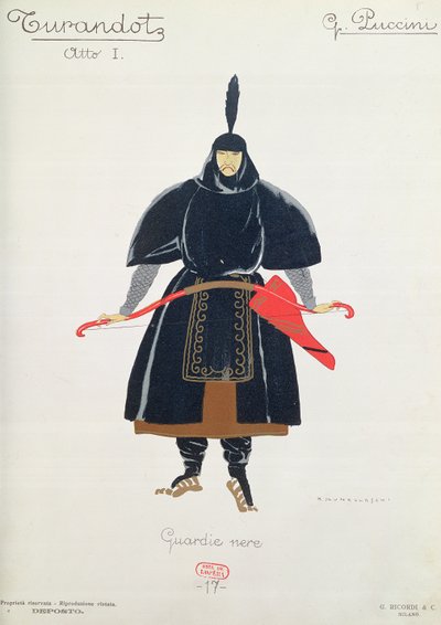 Kostumedesign til Black Guards fra Turandot af Giacomo Puccini af Umberto Brunelleschi