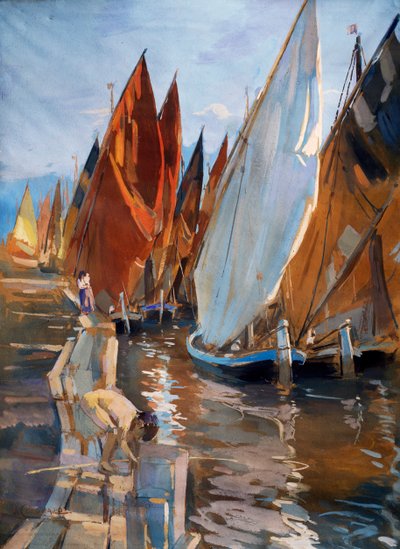 Adriaterhavssejlbåde af Umberto Coromaldi (1870-1948). Italien, 20. århundrede. af Umberto Coromaldi