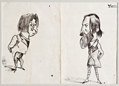 Karikaturer (tusch på papir) af Umberto Tirelli