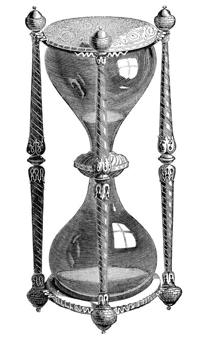 Timeglas fra 1500-tallet, gravering, 1800-tallet af Unbekannt
