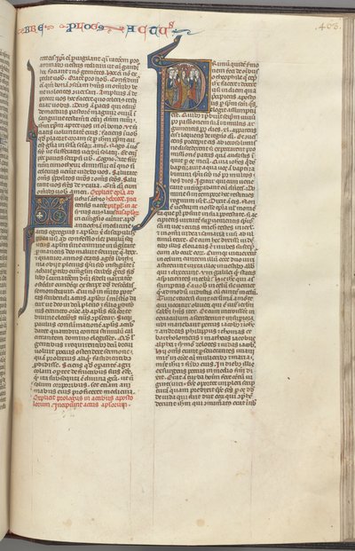 74. Fol. 463r, Acts, historisk initial P, Himmelfart, ca. 1275-1300. af Unbekannt