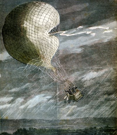 En ballon ramt af et lyn nær Chicago, Illinois, USA, 1891 af Unbekannt