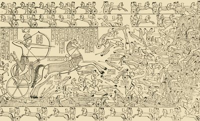 En kampscene fra Rameseum ved Theben, 1890. af Unbekannt