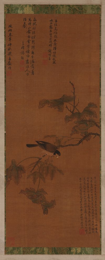 En fugl på en grøn gren, Ming-dynastiet, 1500-1700-tallet. af Unbekannt