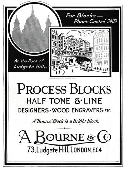 A. Bourne & Co. Annonce - Procesblokke, 1919 af Unbekannt