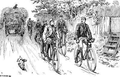En britisk cykelklub ude på landtur, 1895 af Unbekannt
