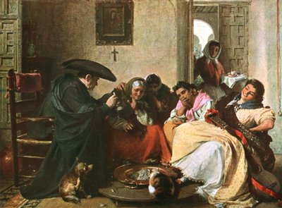 A Chat Round The Brasero, 1866, c1902. af Unbekannt