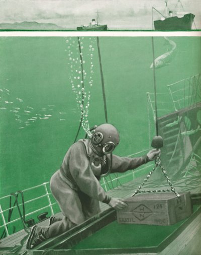 En dykker der arbejder under enormt pres, 1935 af Unbekannt