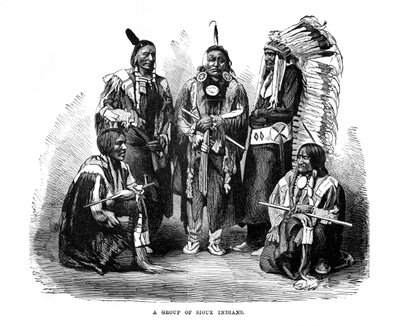 En gruppe Sioux-indianere, 1872 af Unbekannt