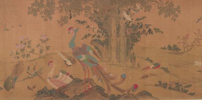 Hundrede fugle tilbeder Phoenixerne, Qing-dynastiet, 1700-tallet. af Unbekannt