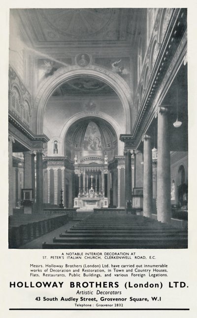 En bemærkelsesværdig interiørdekoration ved St. Peters Italian Church, 1933 af Unbekannt