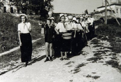 En pionerenhed i All-Union Young Pioneer Camp Artek, Gurzuf, Krim, USSR, 1930