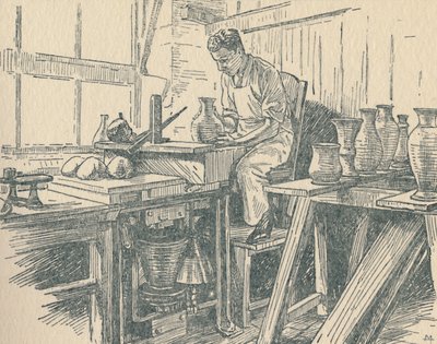 En keramiker på arbejde, 1910 af Unbekannt