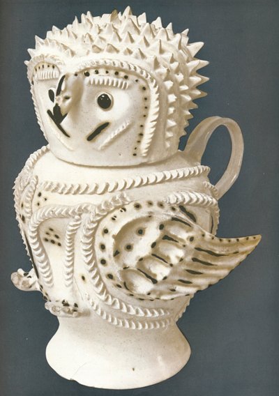 En saltglasurugle brugt som kande, hovedet til en kop, c1730-c1755, 1913 af Unbekannt