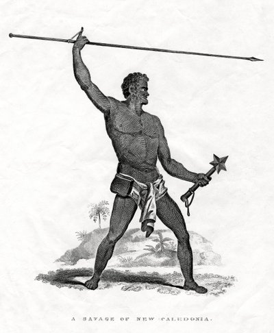 A Savage of New Caledonia, sydvestlige Stillehav, 1800-tallet af Unbekannt