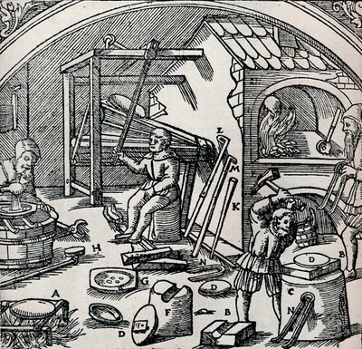 Et sølvraffinaderi, 1556, 1917 af Unbekannt