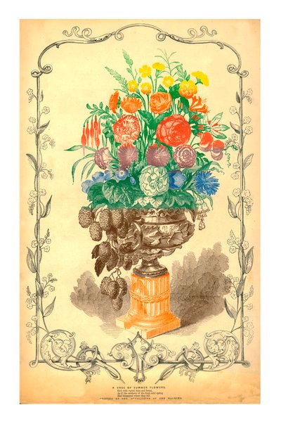 En vase med sommerblomster, 1849. af Unbekannt