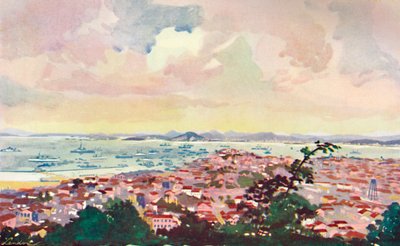 Udsigt over Rio og bugten, 1914. af Unbekannt