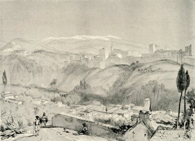 En udsigt over Alhambra fra Albaycin, 1800-tallet, 1907. af Unbekannt