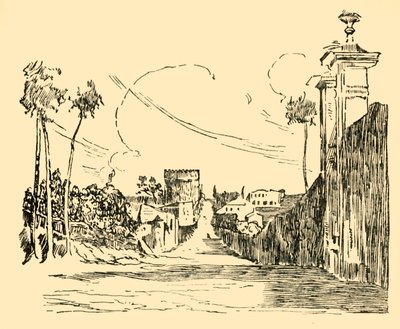En udsigt over Appian Way, som den er i dag, c1930. af Unbekannt