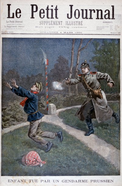 En dreng skudt af en preussisk gendarme på flugt fra en kriminalforsorg, 1900 af Unbekannt