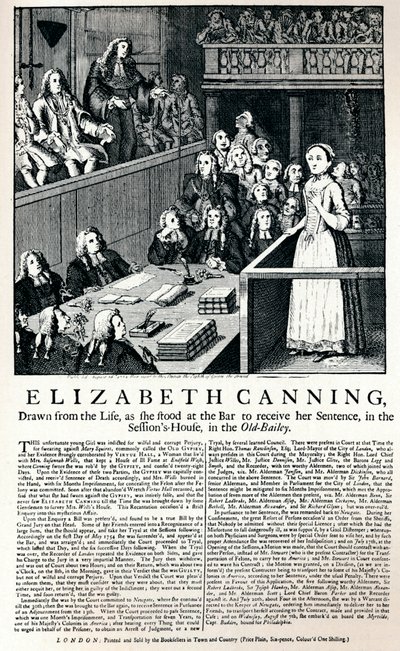 En bredside af 1754, der rapporterer om sagen om Elizabeth Canning, 1915 af Unbekannt