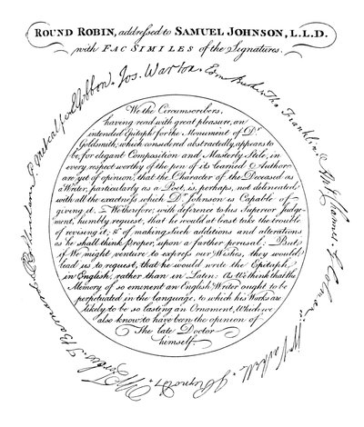En faksimile af pladen i den første udgave af Boswells Life of Johnson, 1907 af Unbekannt