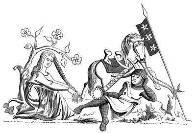 En ridder og en jomfru, 1200-tallet 1849 af Unbekannt