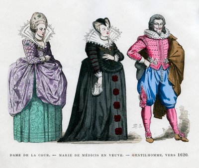 En hofdame, Marie de Medici som enke, og en herre, c1620 1882-1884 af Unbekannt