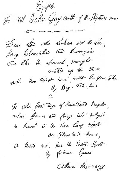 Et brev fra Allan Ramsay til John Gay, 18. århundrede 1840 af Unbekannt
