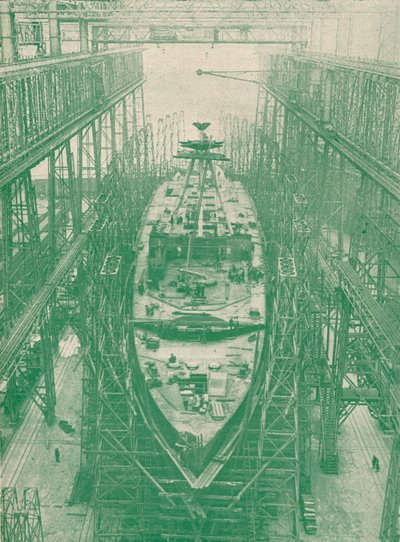 En let krydser under konstruktion, c1917 1919 af Unbekannt