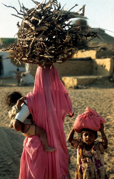 En lokal træskærerfamilie fra en landsby i Rajasthan. Rajasthan, Indien. 25. februar 2005. (foto) af Unbekannt