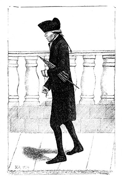 En mand, der går med en paraply under armen, 1784 af Unbekannt